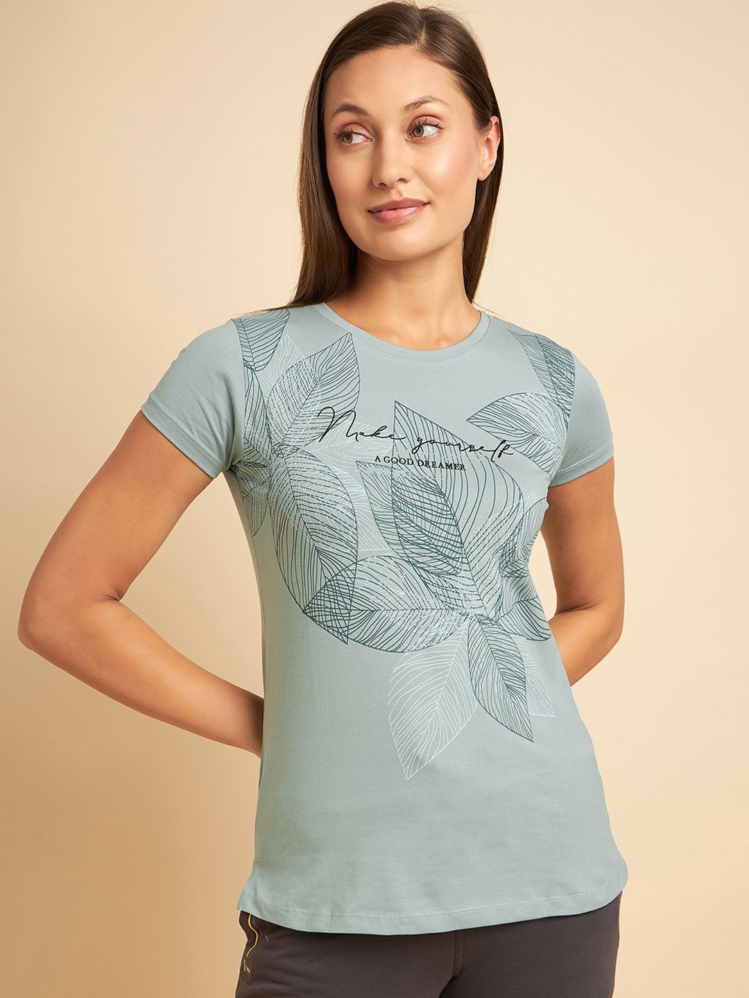 

Sweet Dreams Sea Green Printed Lounge T-shirt
