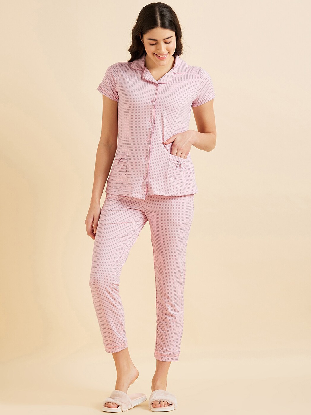 

Sweet Dreams Pink & White Checked Night Suit
