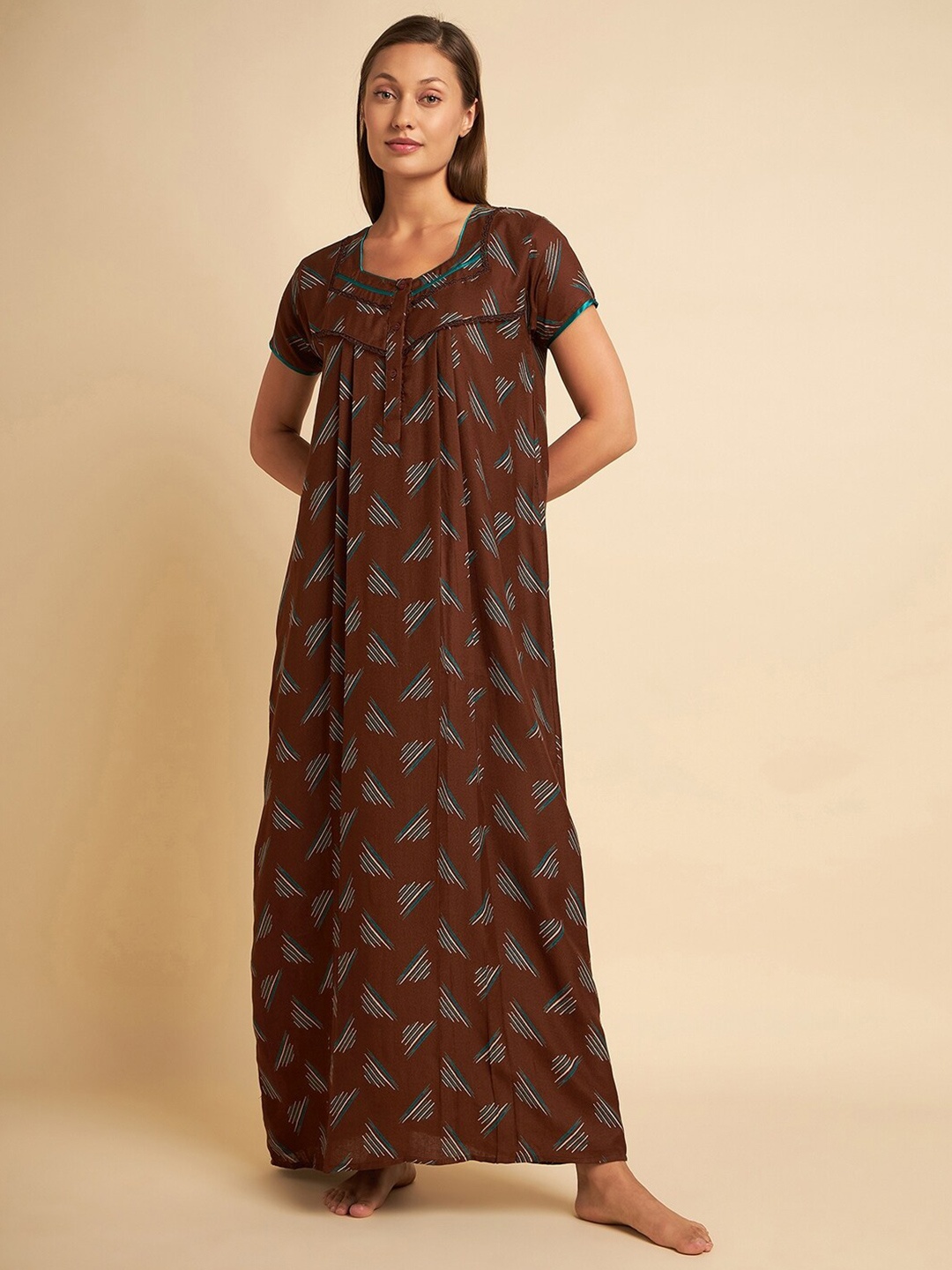 

Sweet Dreams Brown & Blue Striped Maxi Nightdress