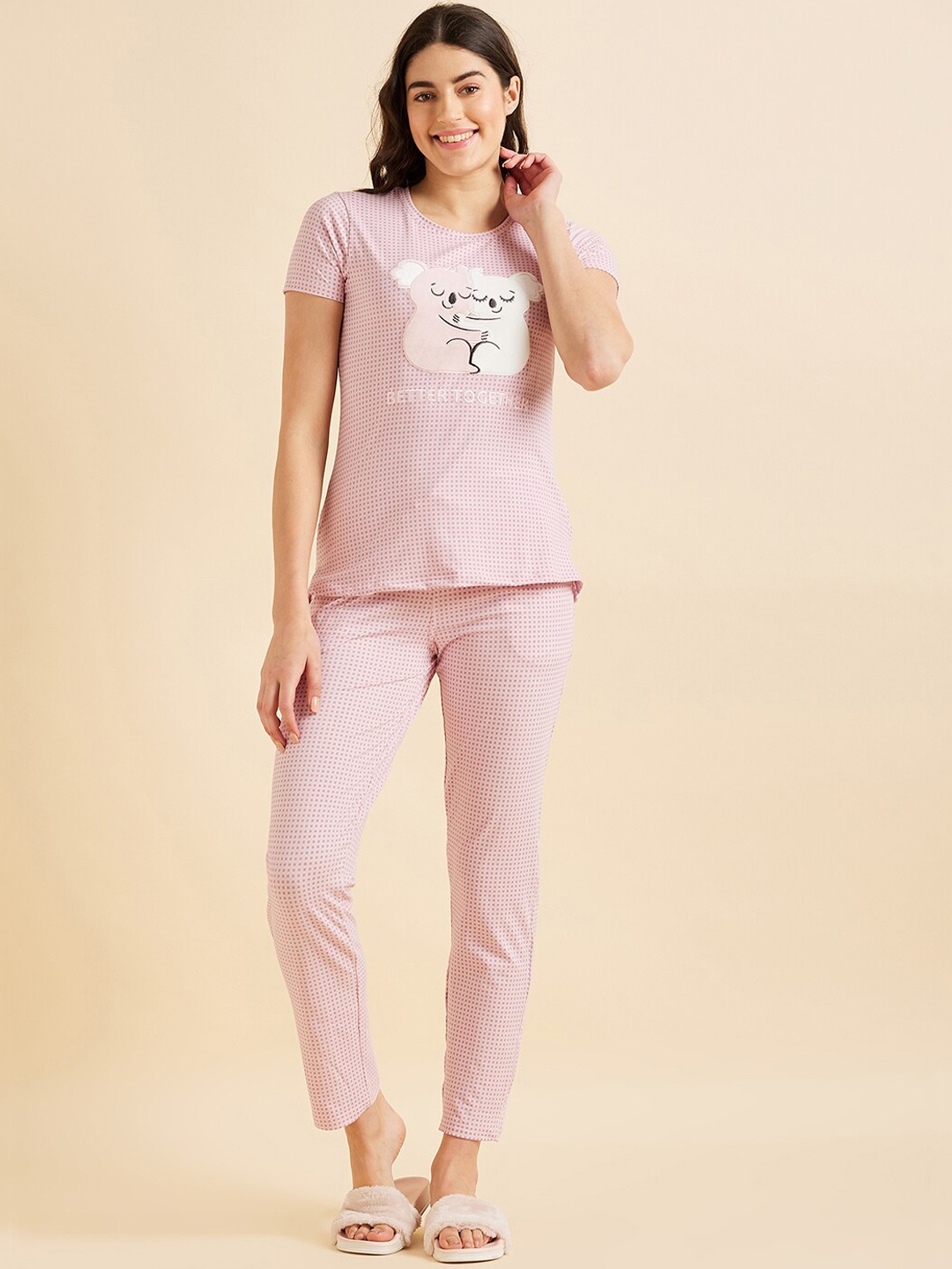 

Sweet Dreams Pink & White Checked Night Suit