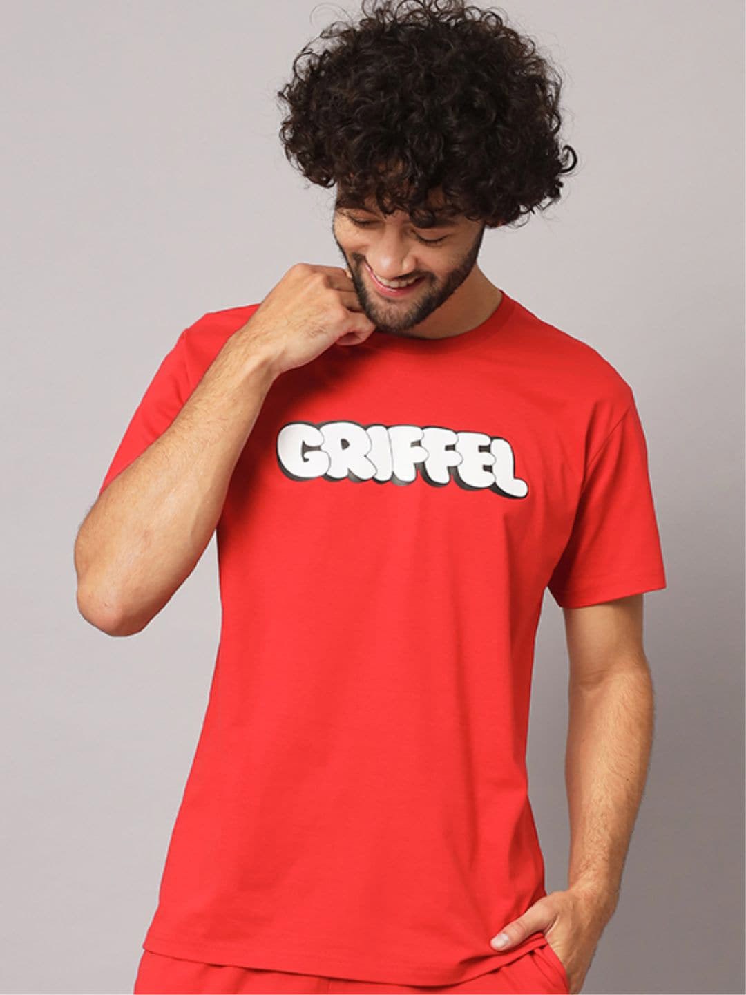 

GRIFFEL Typography Printed Pure Cotton T-shirt, Red