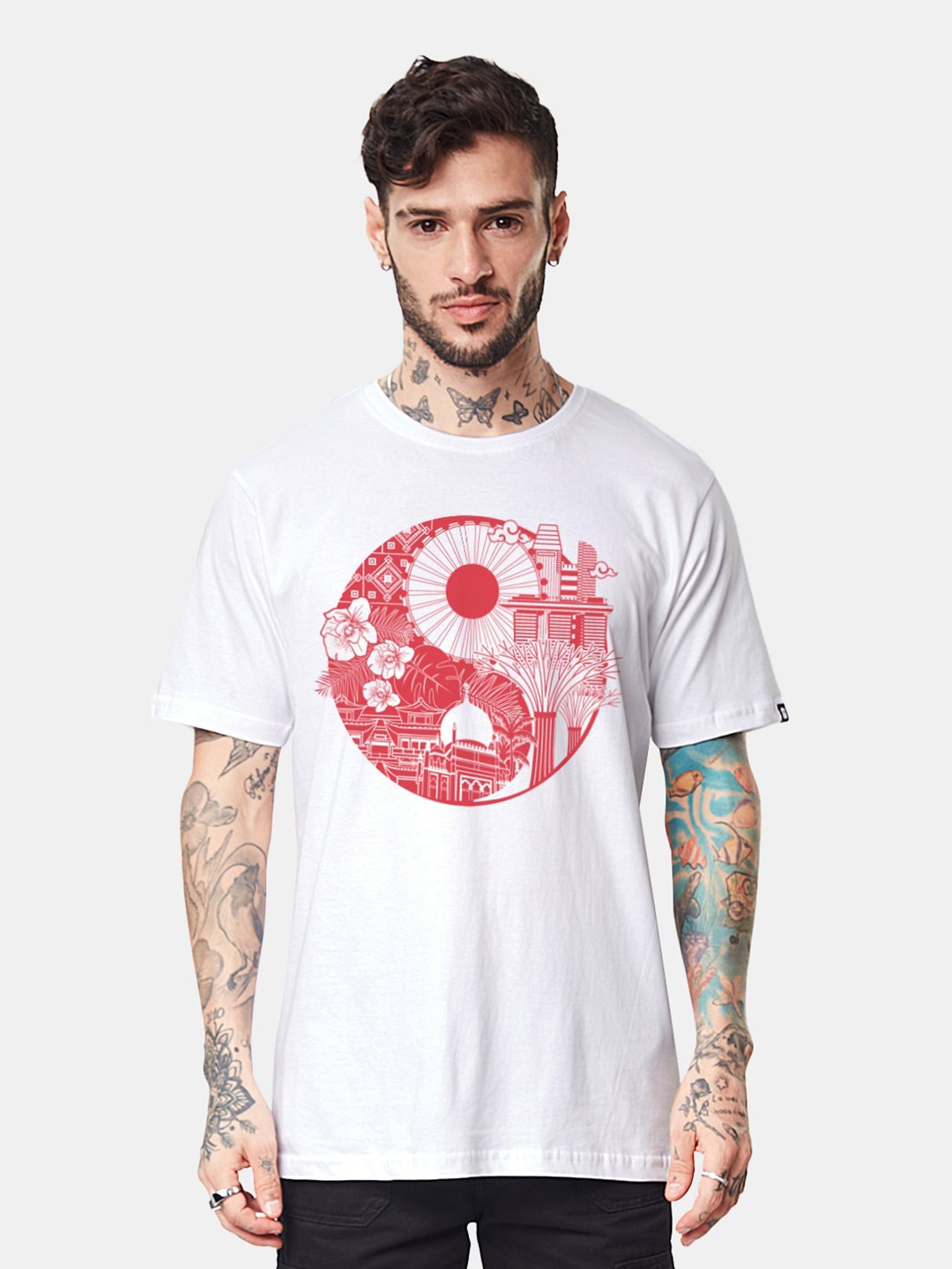 

The Souled Store White Graphic Printed Pure Cotton T-shirt