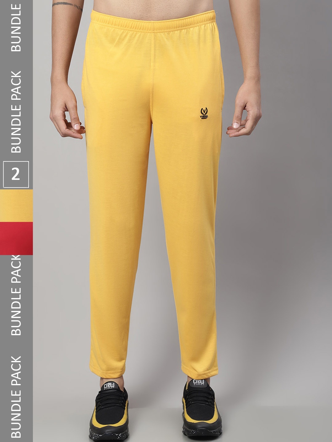 

MACK JONNEY Men Pack Of 2 Cotton Track Pants, Yellow