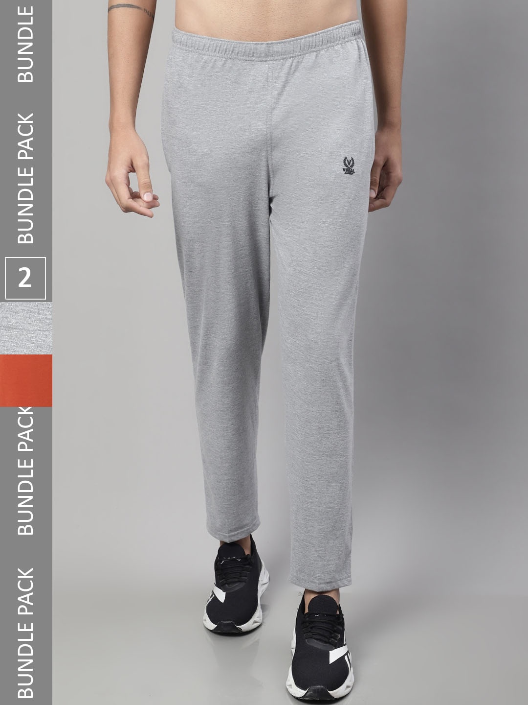 

MACK JONNEY Men Pack Of 2 Cotton Track Pants, Grey