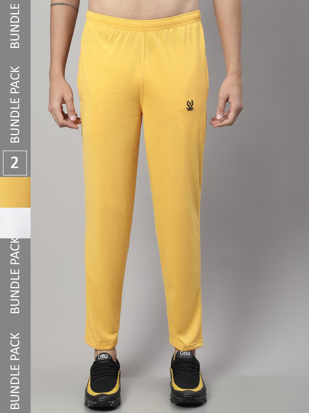 

MACK JONNEY Men Pack Of 2 Cotton Track Pants, Yellow