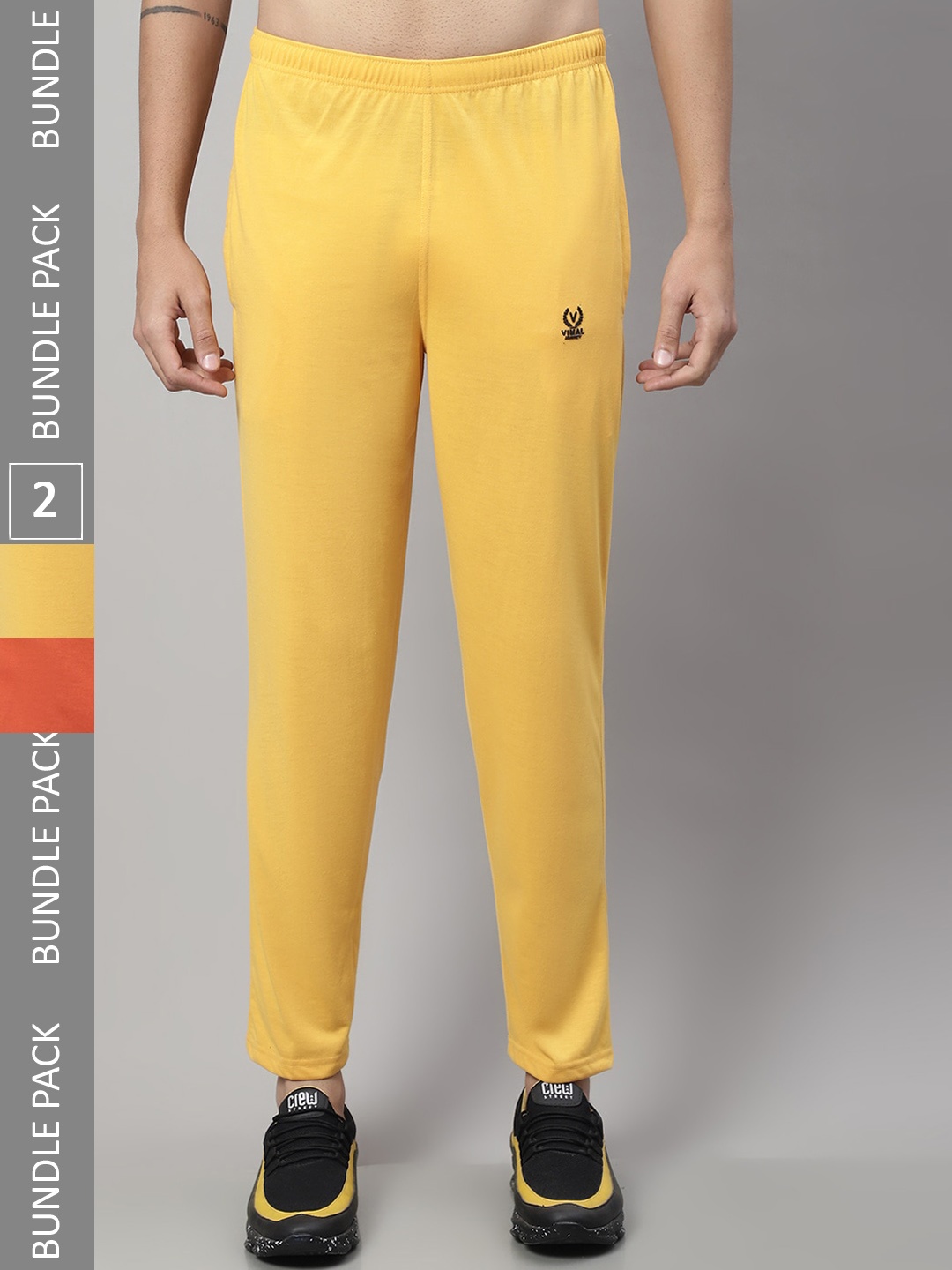 

MACK JONNEY Men Pack Of 2 Cotton Track Pants, Yellow