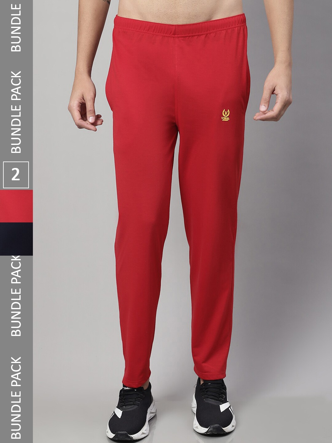 

MACK JONNEY Men Pack Of 2 Cotton Track Pants, Red