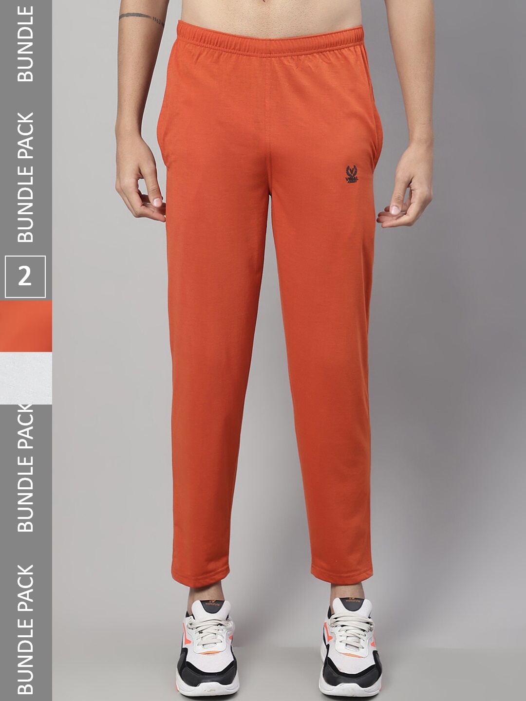 

MACK JONNEY Men Pack Of 2 Skin friendly Cotton Sports Track Pants, Orange