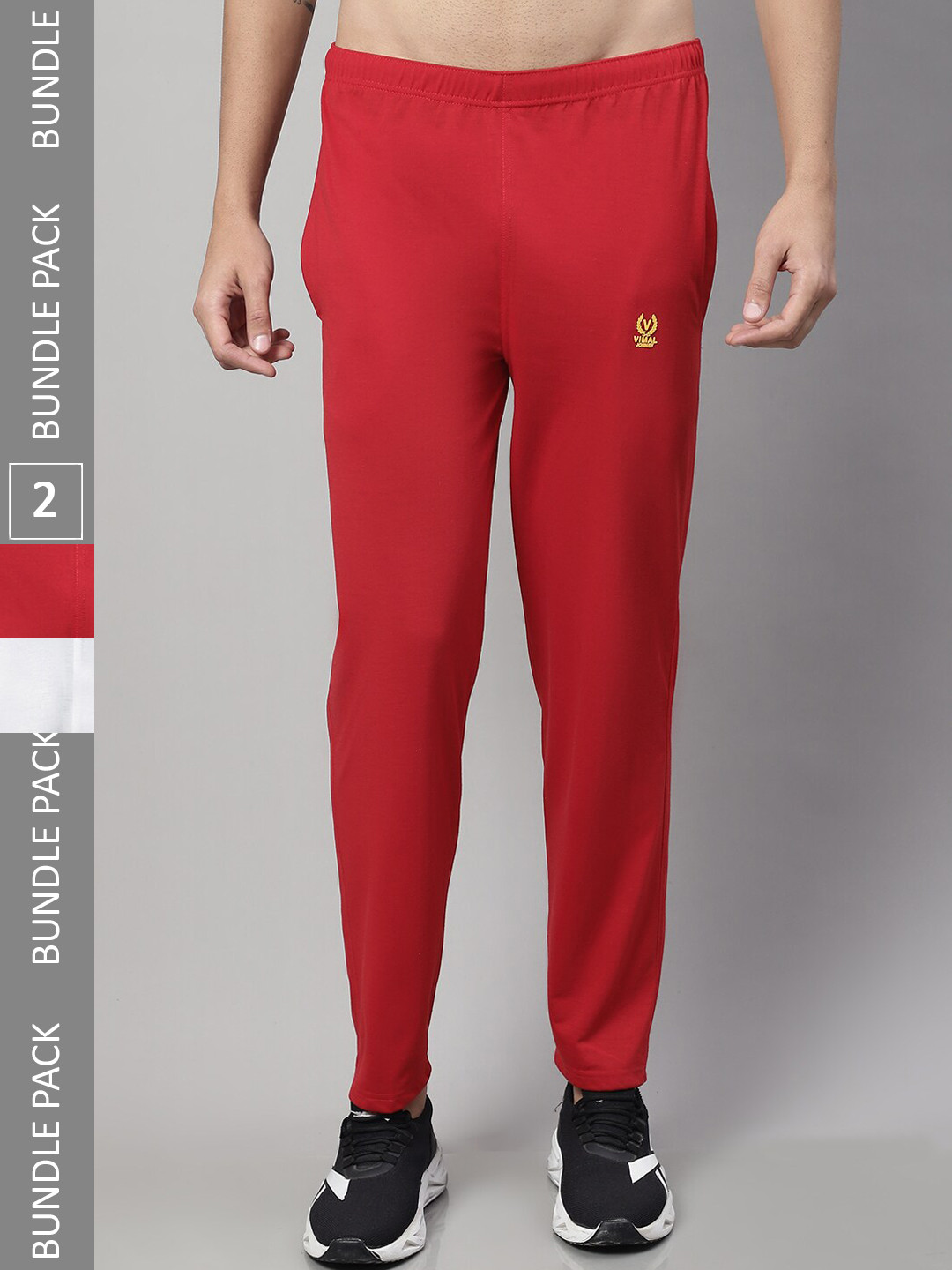 

MACK JONNEY Men Pack Of 2 Cotton Track Pants, Red
