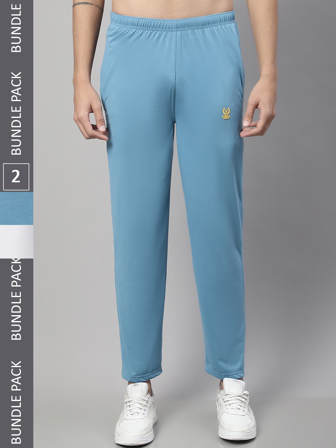 

MACK JONNEY Men Pack Of 2 Cotton Track Pants, Blue