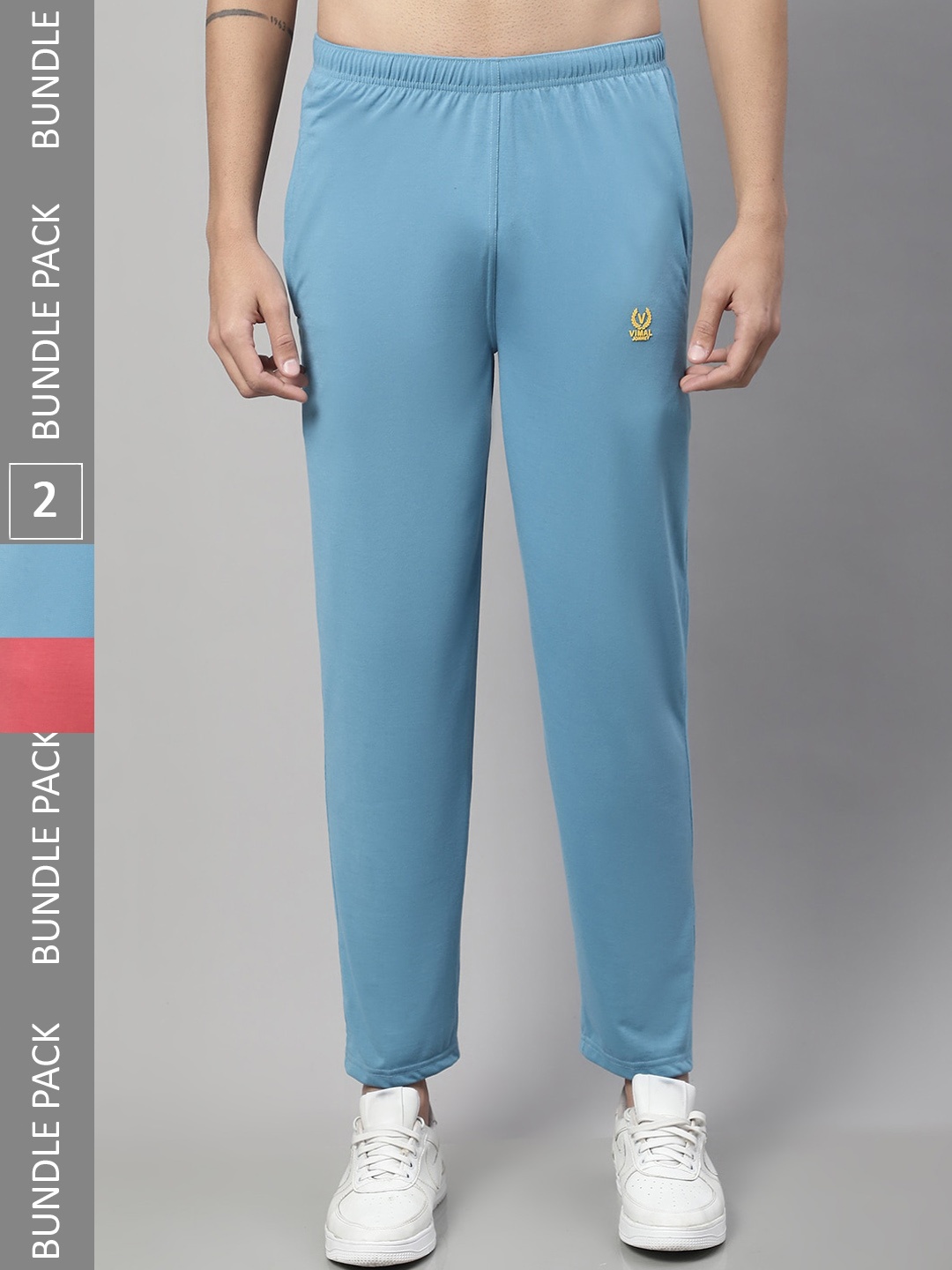 

MACK JONNEY Men Pack Of 2 Cotton Track Pants, Blue