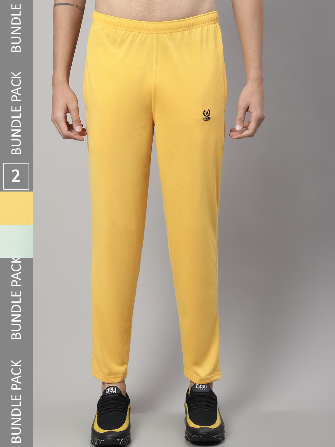

MACK JONNEY Men Pack Of 2 Cotton Track Pants, Yellow