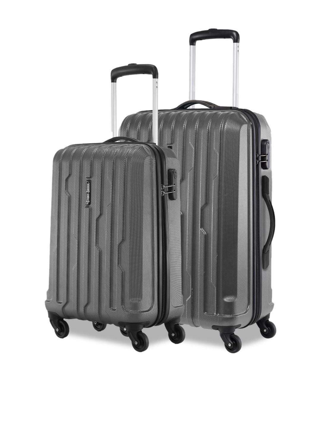 

Stony Brook by Nasher Miles Set Of 2 Textured Hard-Sided Small & Medium Trolley Suitcases, Grey