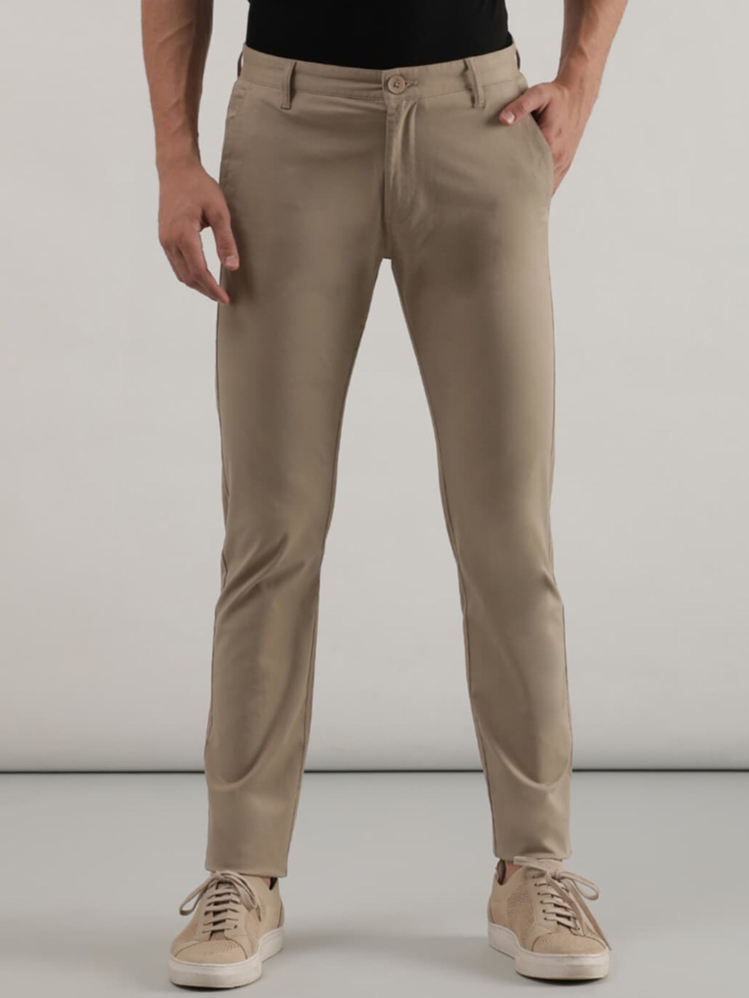 

Lee Men Slim Fit Low-Rise Cotton Regular Trousers, Khaki