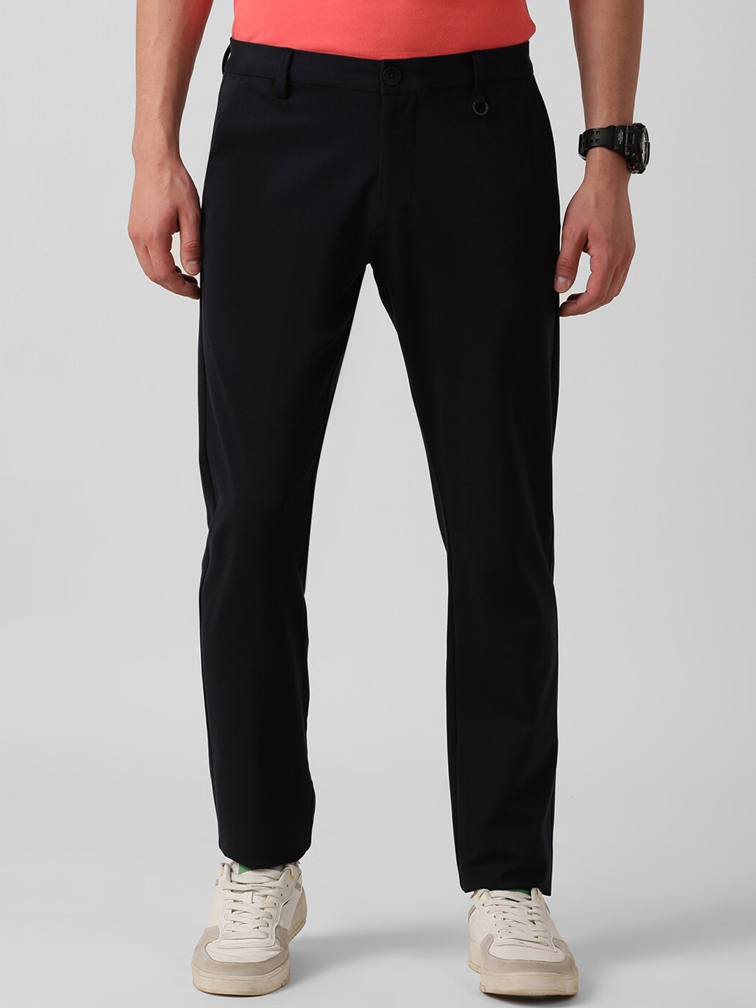 

Lee Men Slim Fit Low-Rise Cotton Regular Trousers, Navy blue