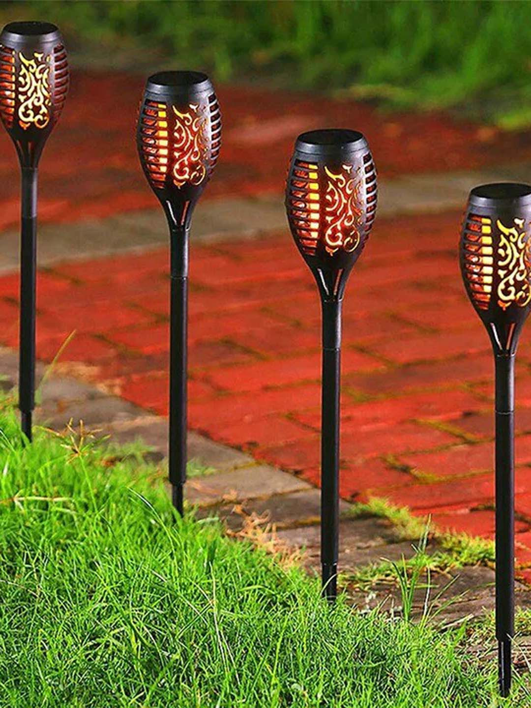 

THE ARTMENT Modern Art 2-Pieces Black Textured Sunfire Torch Lamps