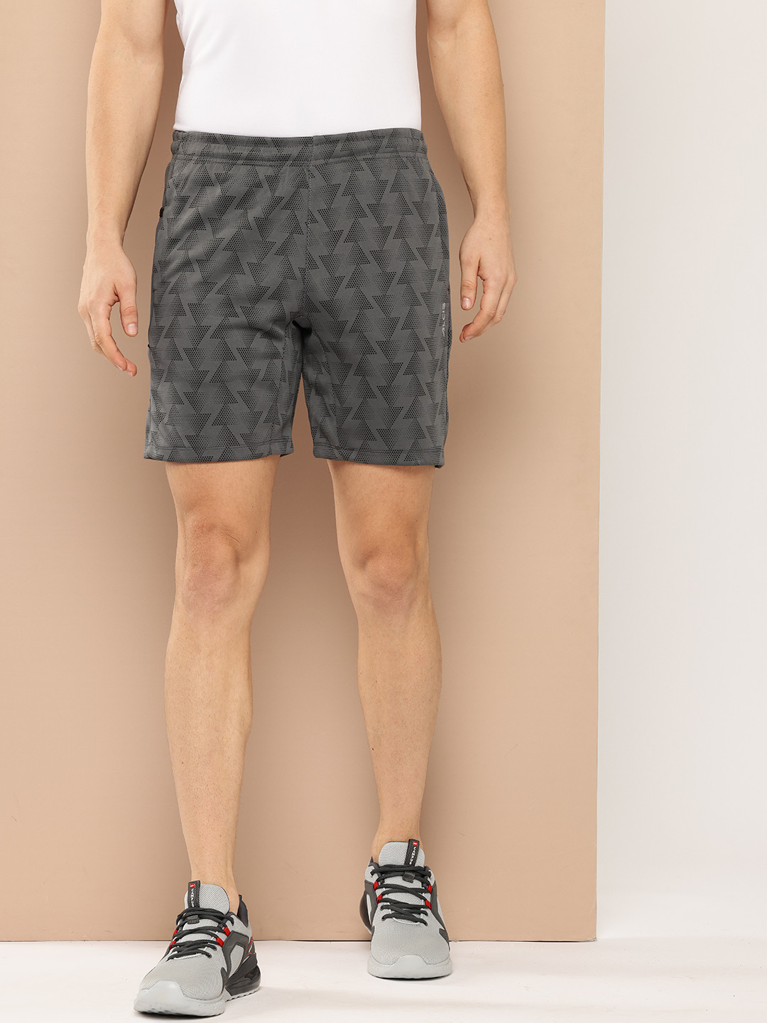 

Alcis Men Printed Slim Fit Training Sports Shorts, Grey