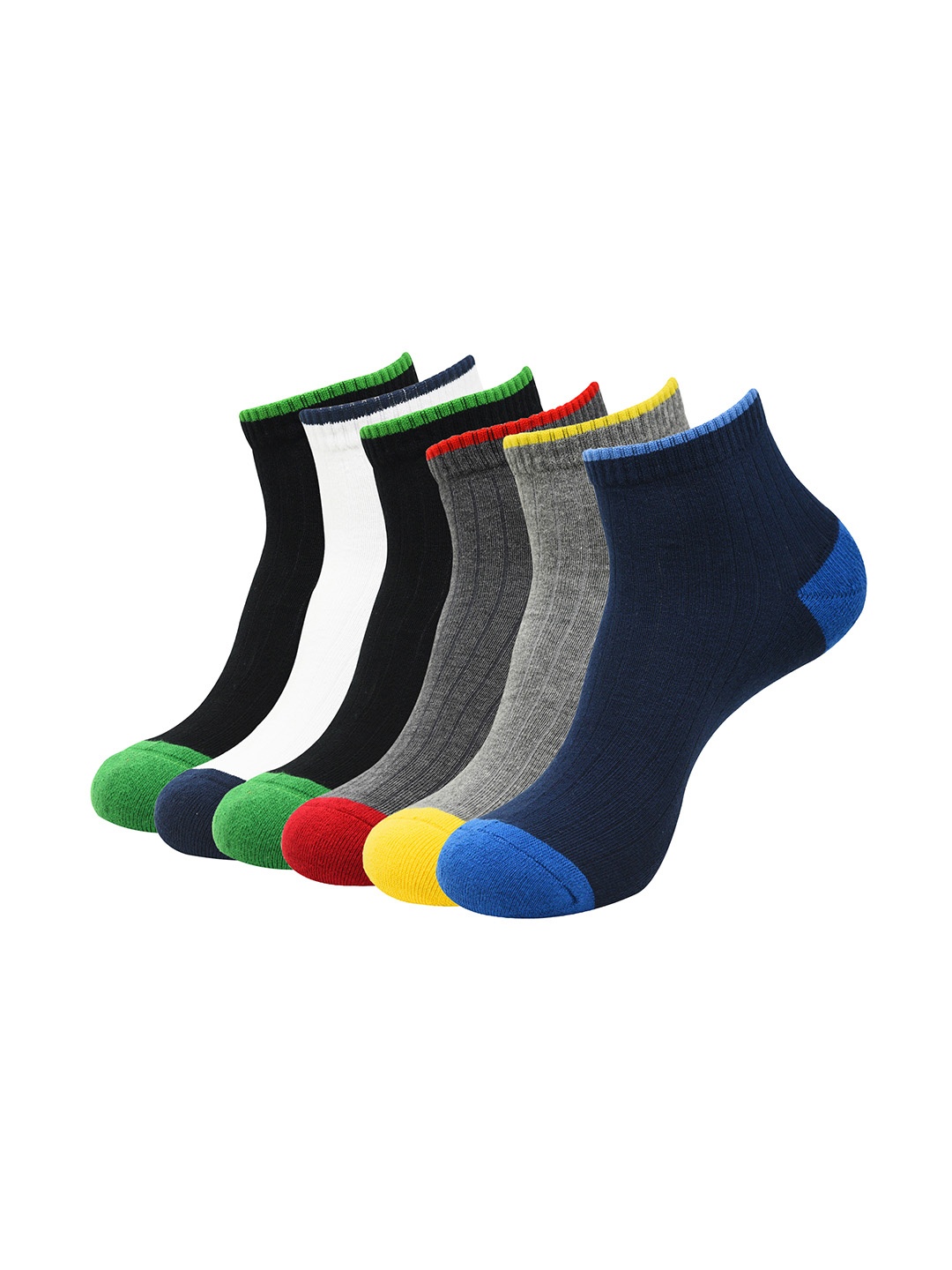 

Balenzia Men Pack Of 6 Patterned Ankle-Length Sports Socks, White