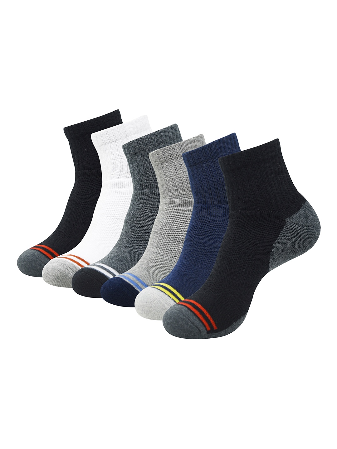 

Balenzia Men Pack Of 6 Ankle-Length Sports Socks, Black