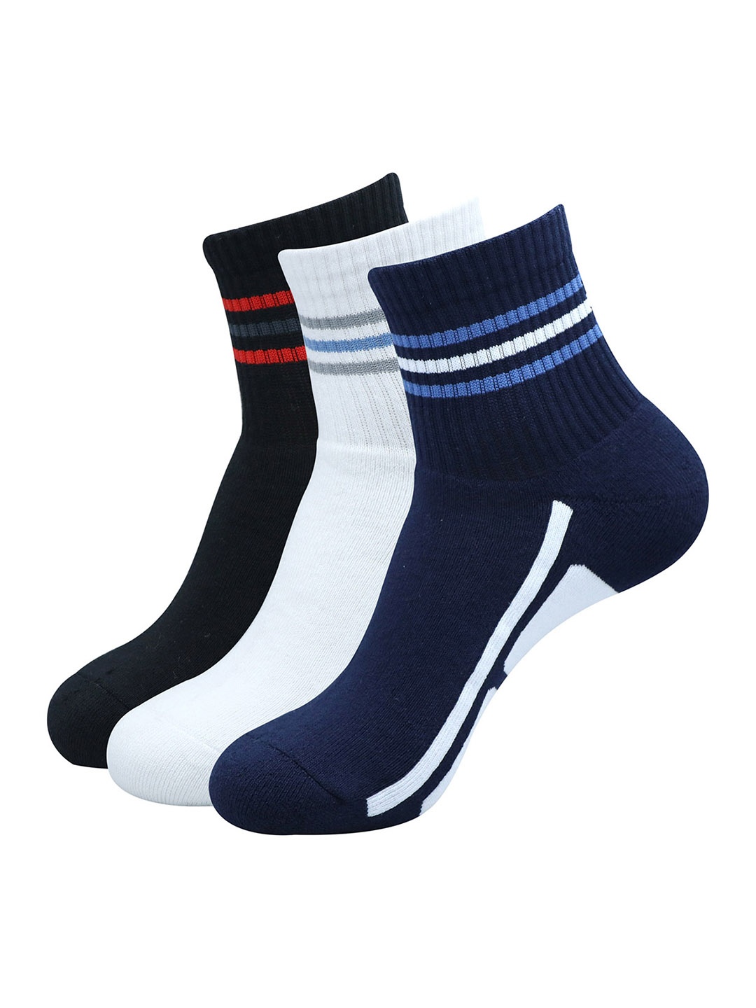 

Balenzia Men Pack Of 3 Patterned Sports Ankle Socks, Navy blue