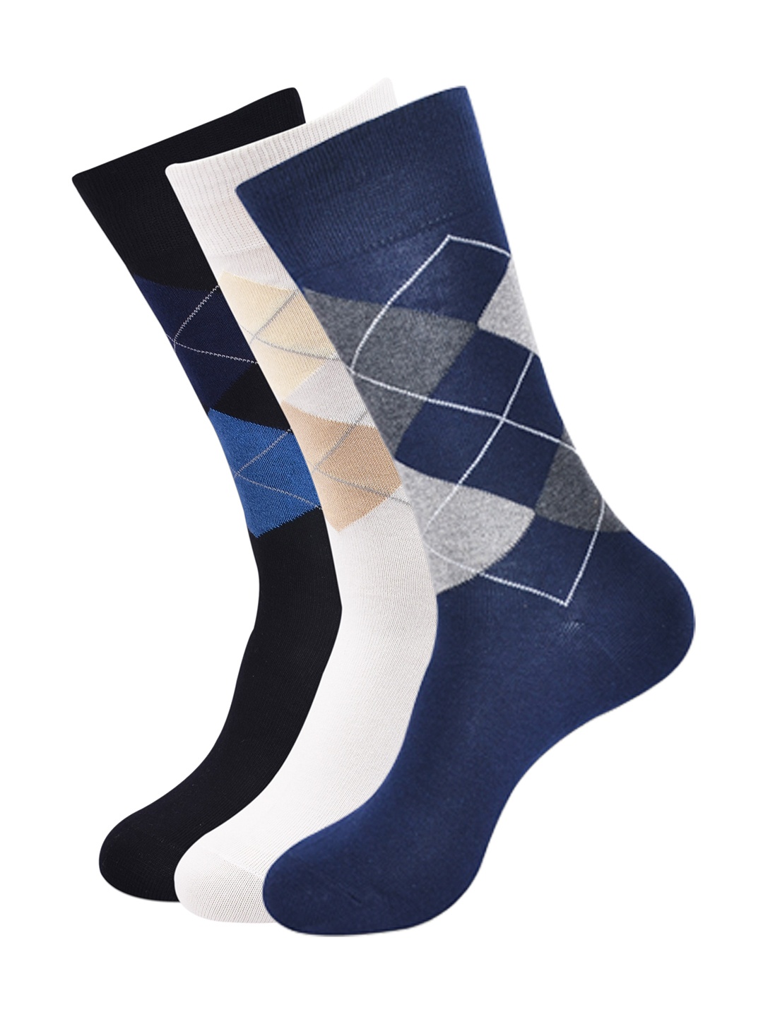 

Balenzia Men Pack Of 3 Patterned Calf-Length Socks, Black