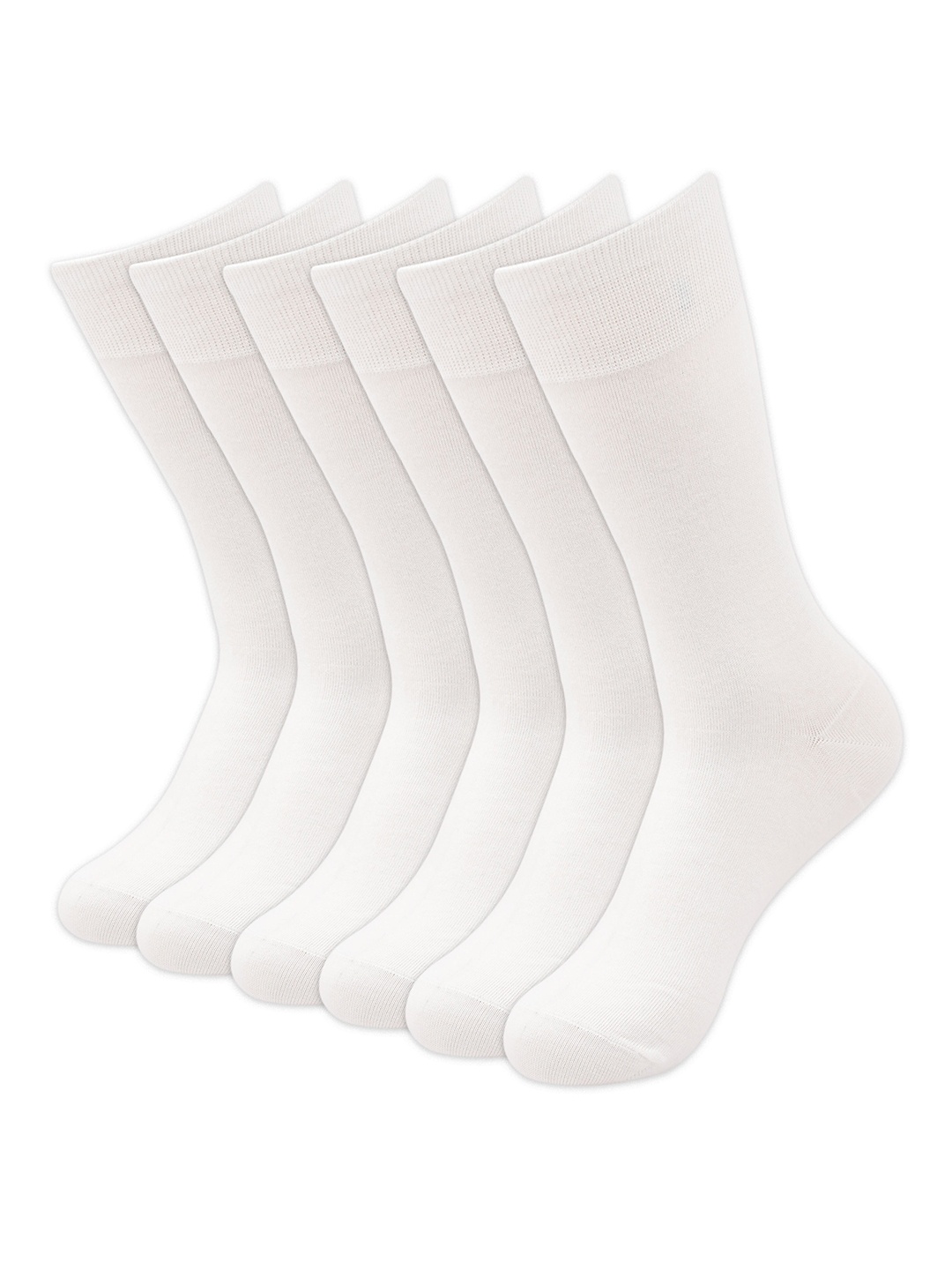 

Balenzia Men Pack Of 6 Calf-Length Socks, White