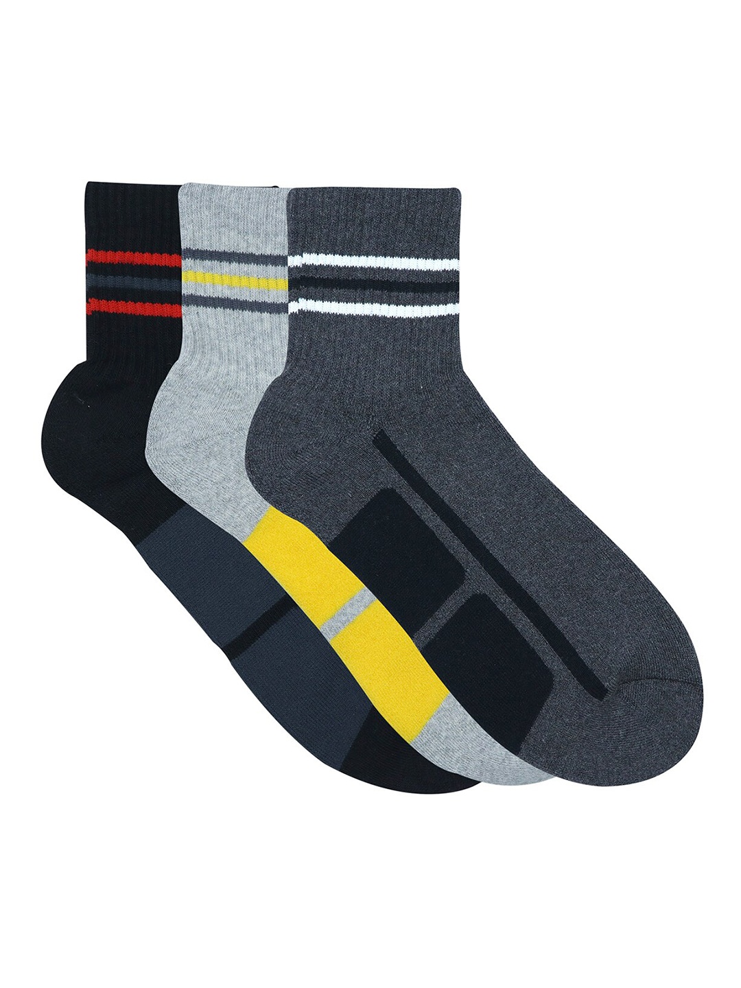 

Balenzia Men Pack Of 3 Ankle-Length Sports Socks, Black