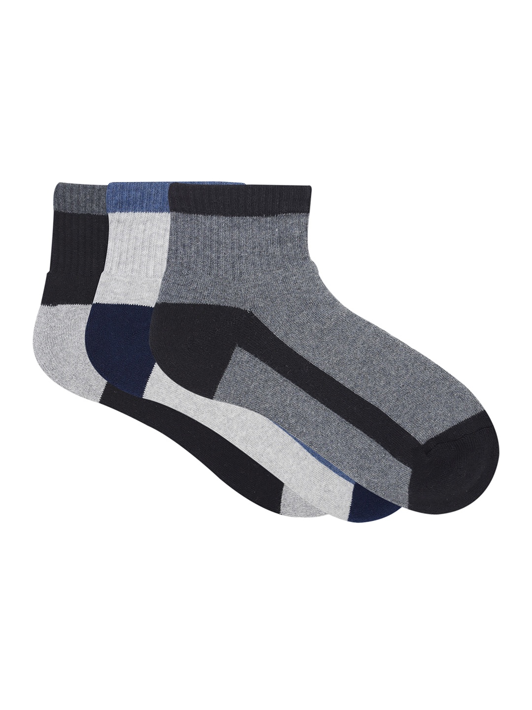 

Balenzia Men Pack Of 3 Patterned Ankle Sports Socks, Grey