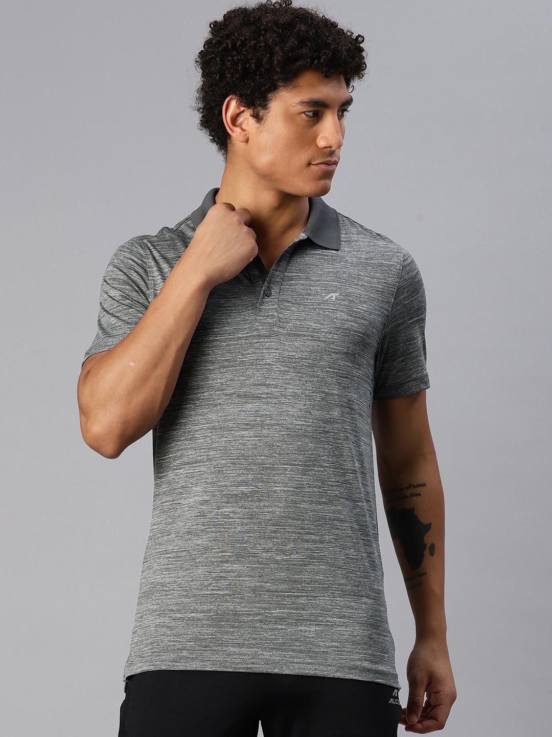 

Alcis Men Polo Collar Dry Tech Slim Fit T-shirt, Grey