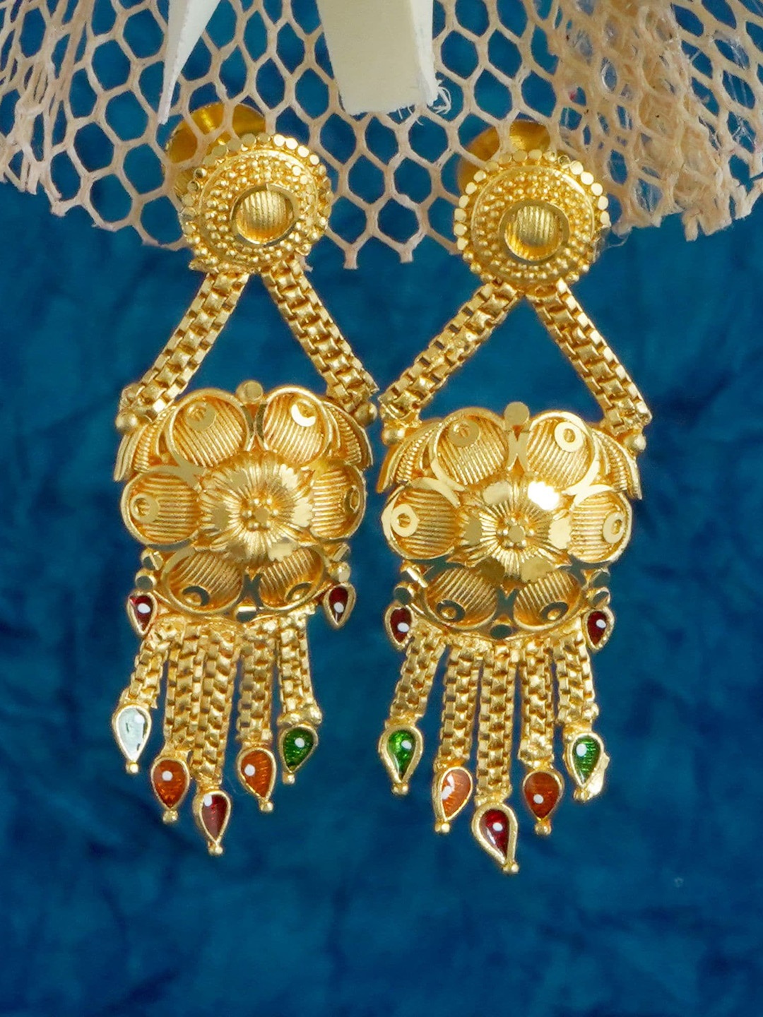 

MANSIYAORANGE Gold-Plated Floral Drop Earrings