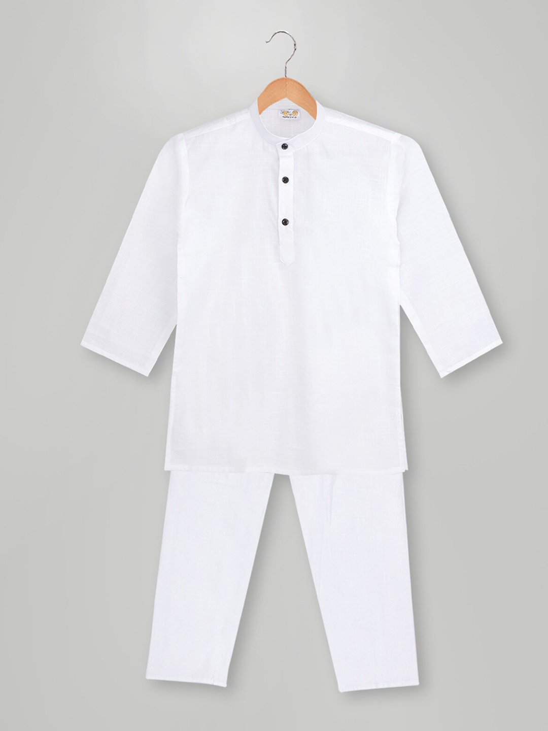 

MIMISKU Boys Band Collar Pure Cotton Kurta With Pyjamas, White