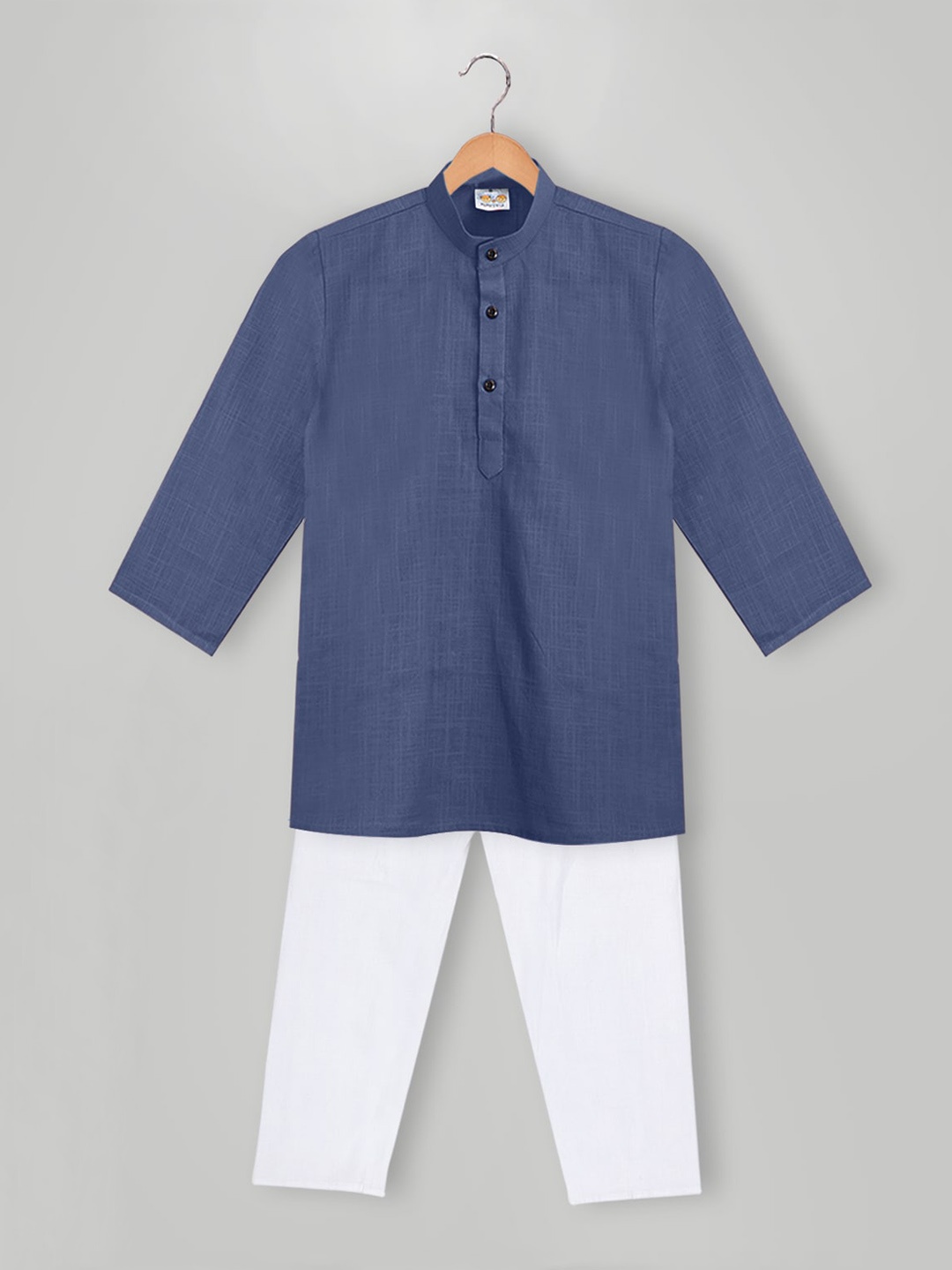 

MIMISKU Boys Band Collar Pure Cotton Kurta With Pyjamas, Blue