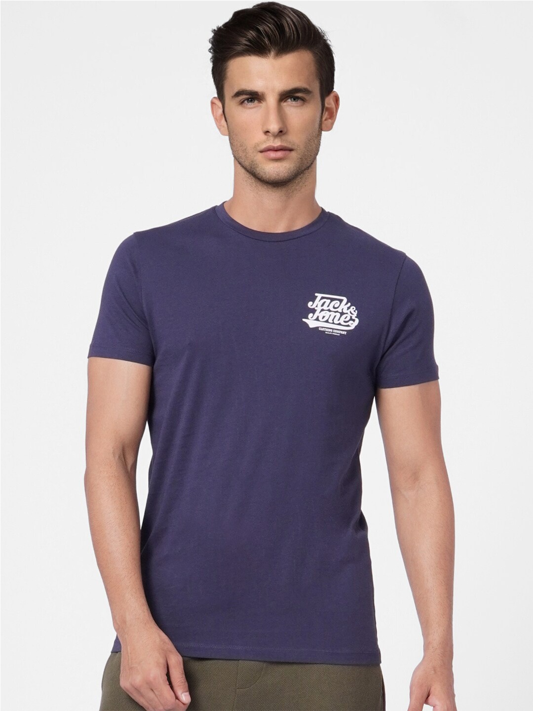 

Jack & Jones Round Neck Cotton T-shirt, Navy blue