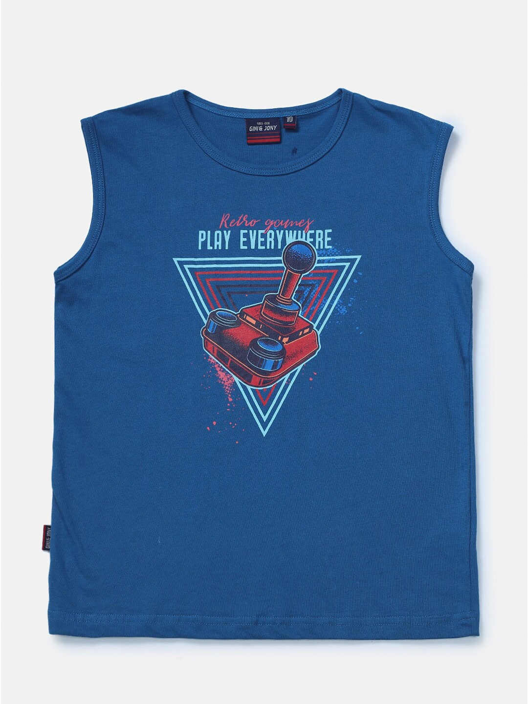 

Gini and Jony Boys Graphic Printed Sleeveless Cotton T-shirt, Navy blue