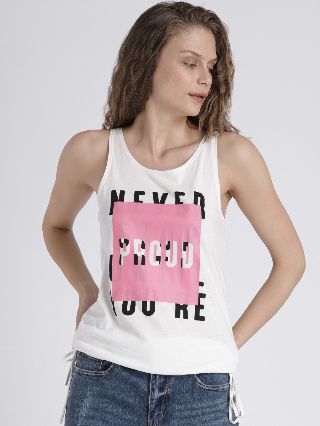 

Splash Women White Printed Pure Cotton Top