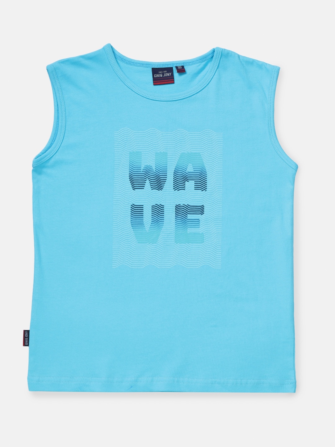 

Gini and Jony Boys Typography Printed Sleeveless Cotton T-shirt, Blue