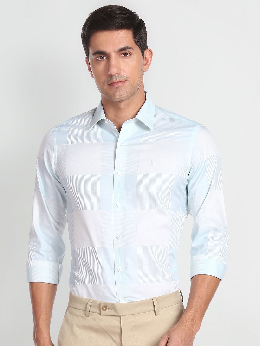 

Arrow New York Slim Fit Checked Pure Cotton Formal Shirt, Blue