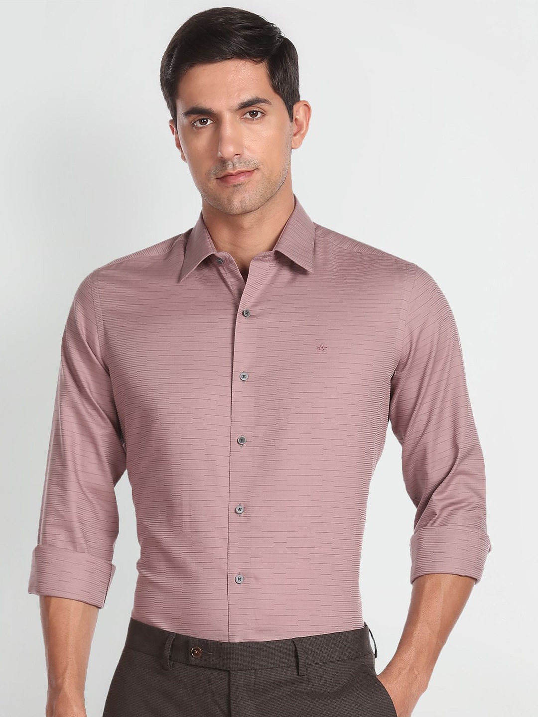 

Arrow New York Slim Fit Self Design Pure Cotton Formal Shirt, Pink