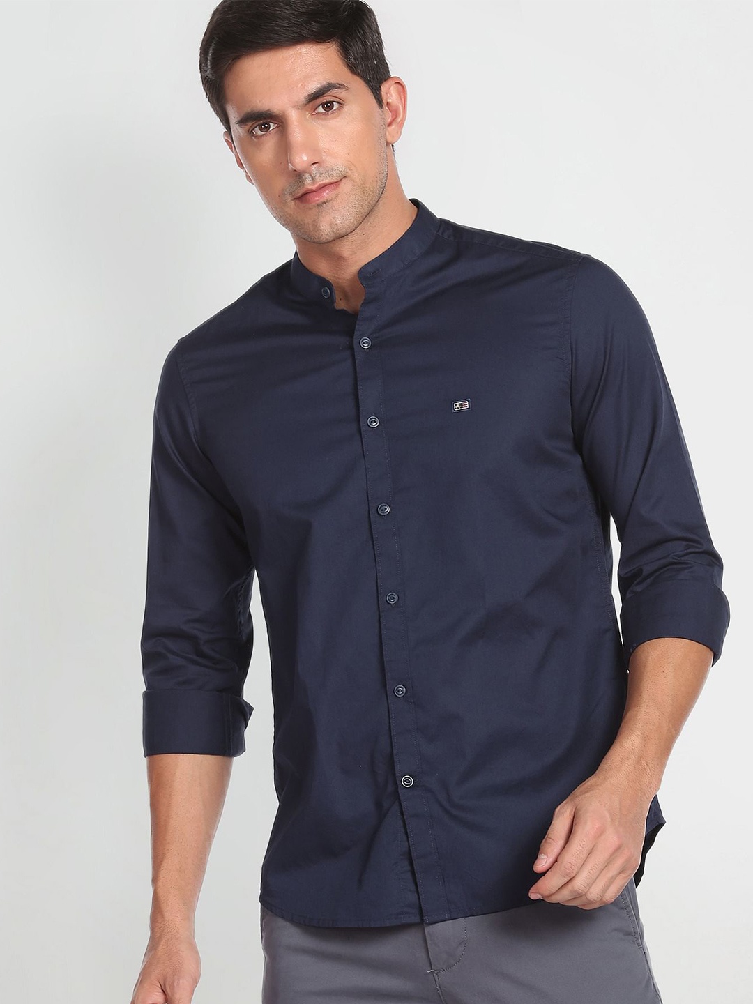 

Arrow Sport Mandarin Collar Pure Cotton Shirt, Navy blue