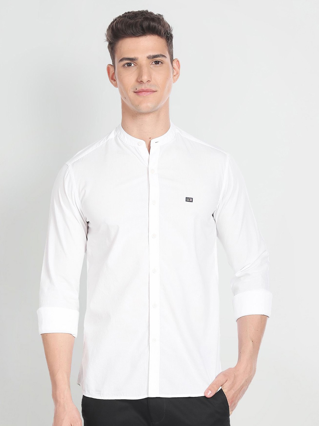 

Arrow Sport Mandarin Collar Slim Fit Pure Cotton Shirt, White
