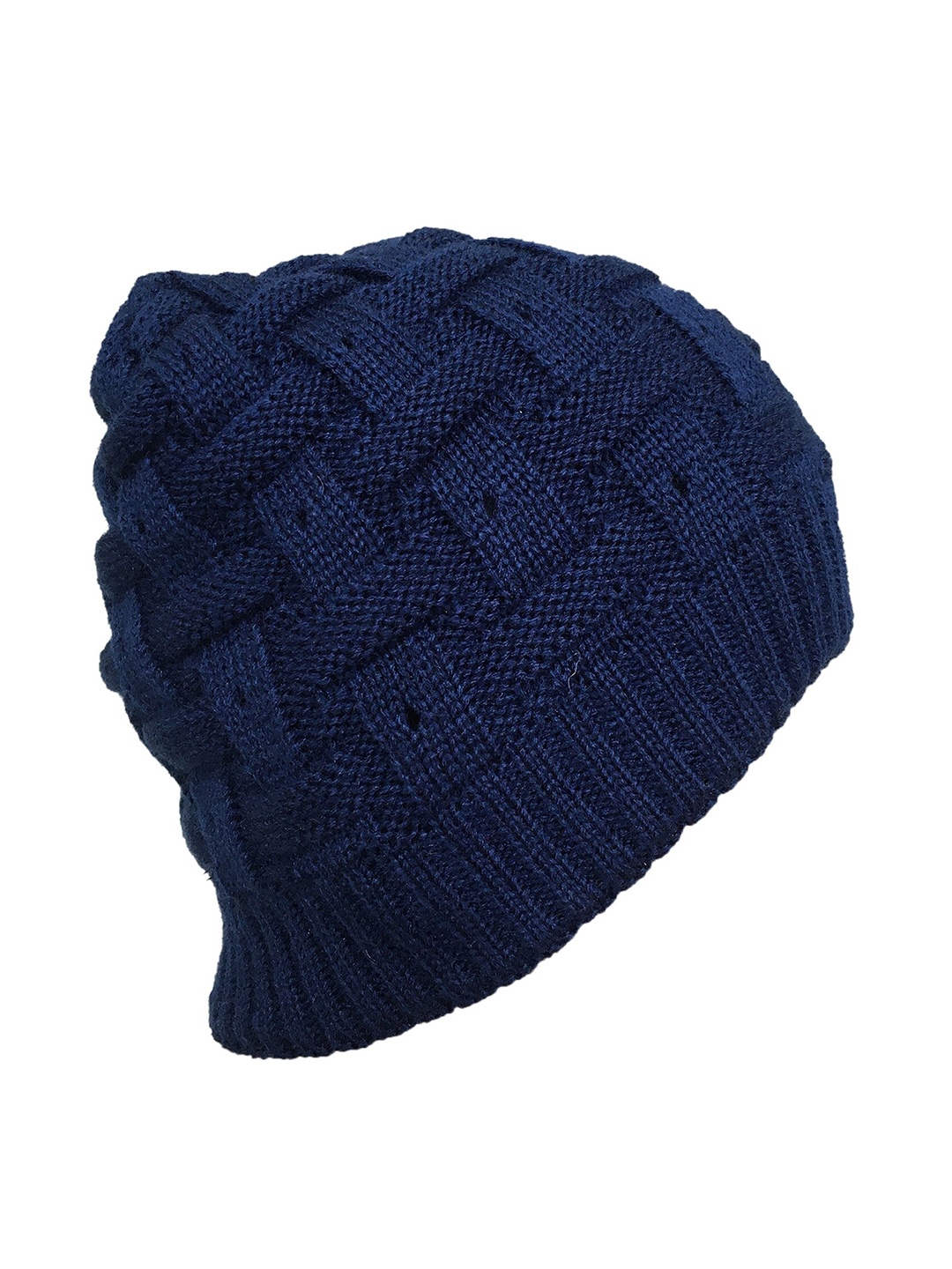 

Gajraj Self Design Woollen Beanie, Navy blue