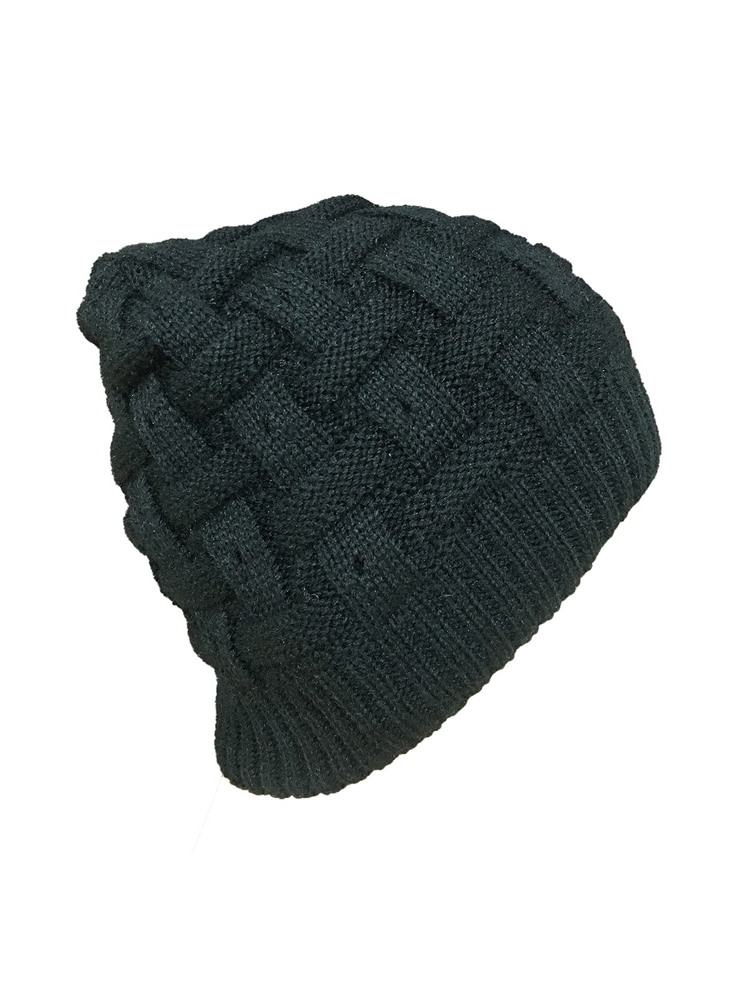 

Gajraj Self Design Woollen Beanie, Black