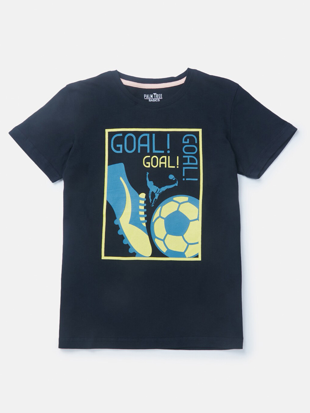 

Palm Tree Boys Graphic Printed Round Neck Cotton T-shirt, Black