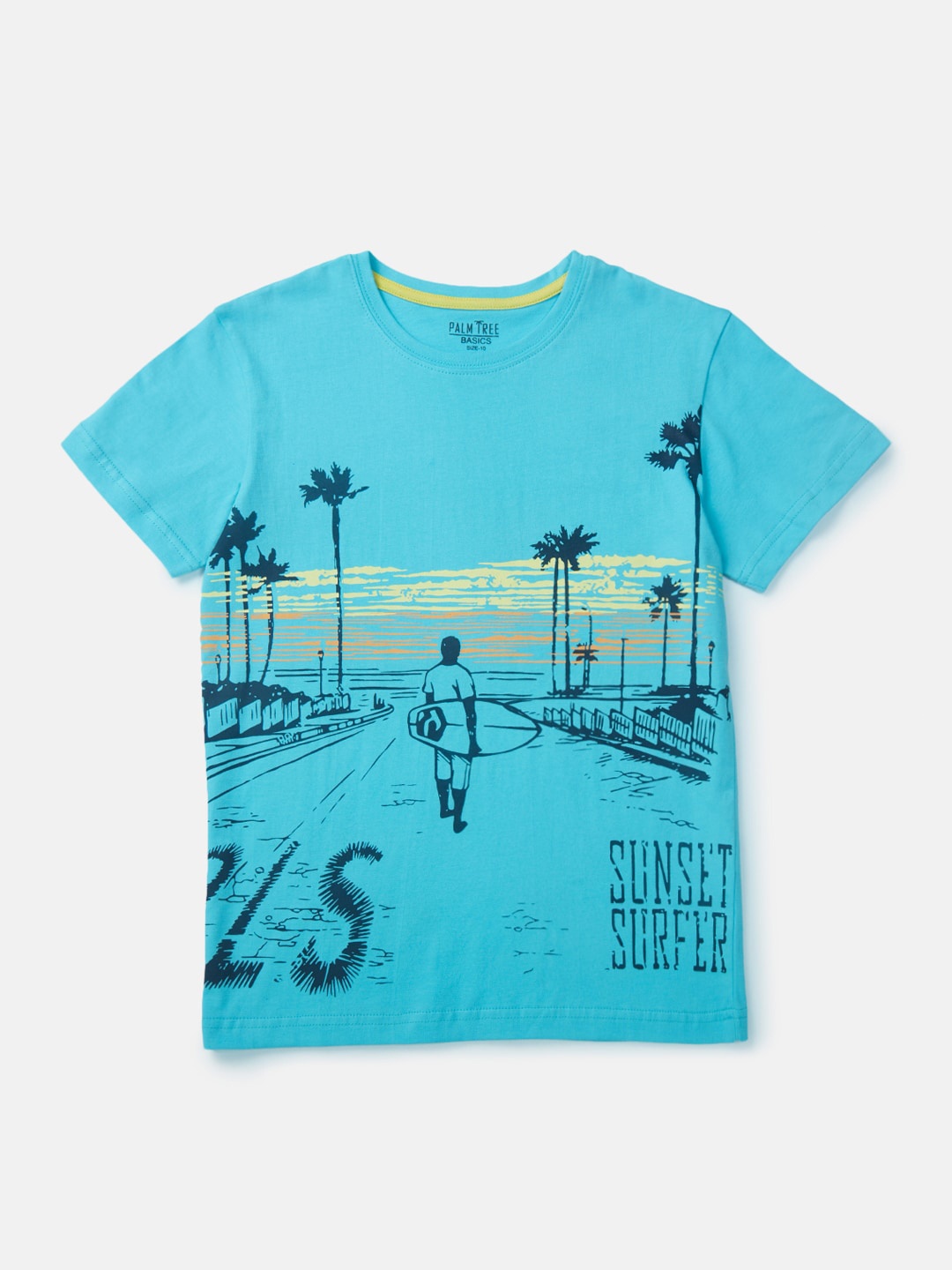 

Palm Tree Infant Boys Graphic Printed Round Neck Cotton T-shirt, Blue