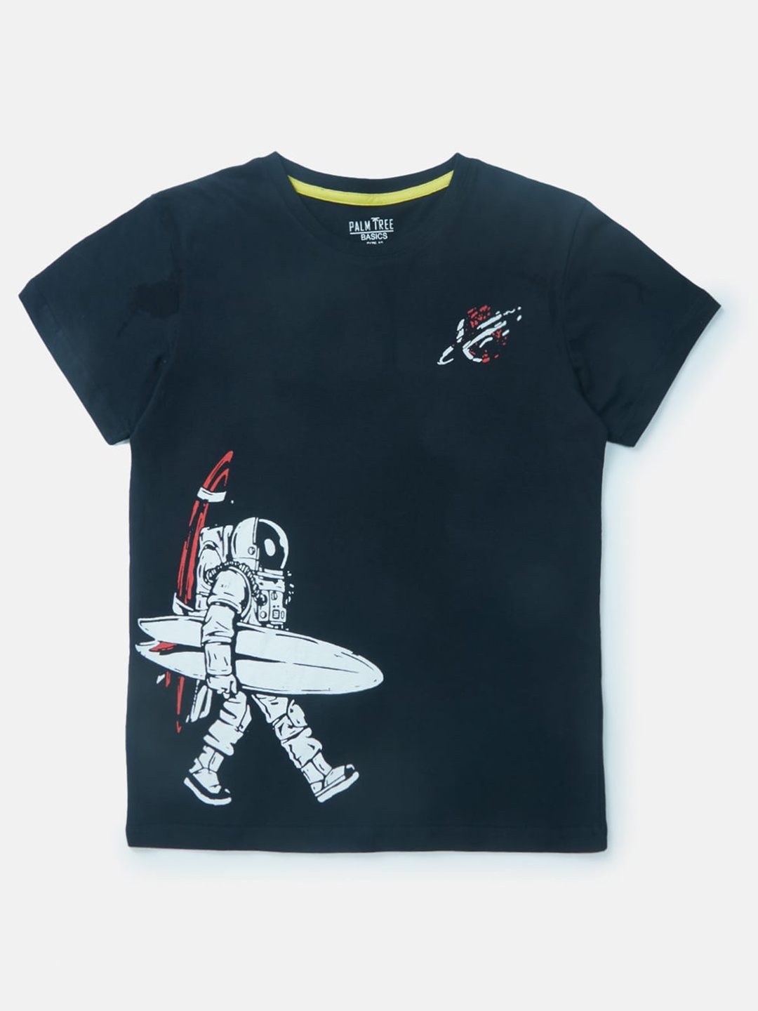 

Palm Tree Boys Typography Round Neck Cotton T-shirt, Navy blue