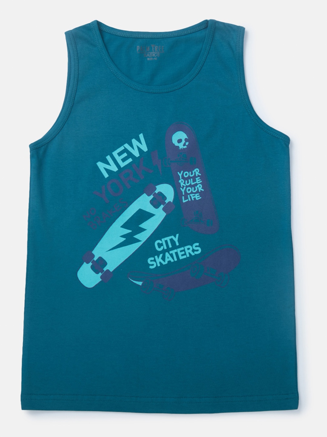 

Palm Tree Boys Typography Printed Cotton T-shirt, Teal