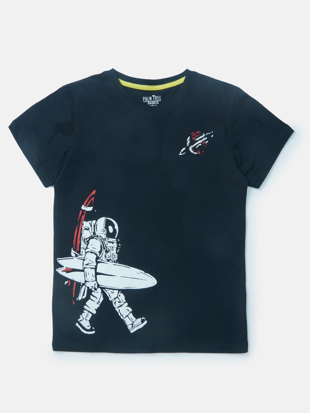 

Palm Tree Infant Boys Graphic Printed Round Neck Cotton T-shirt, Navy blue