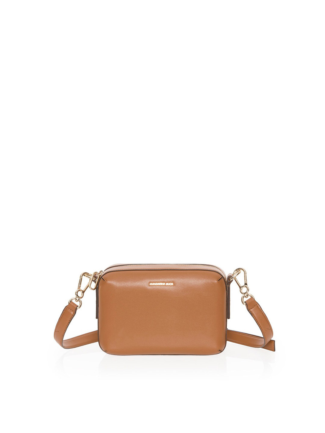 

MANDARINA DUCK Women Structured Leather Sling Bag, Camel brown
