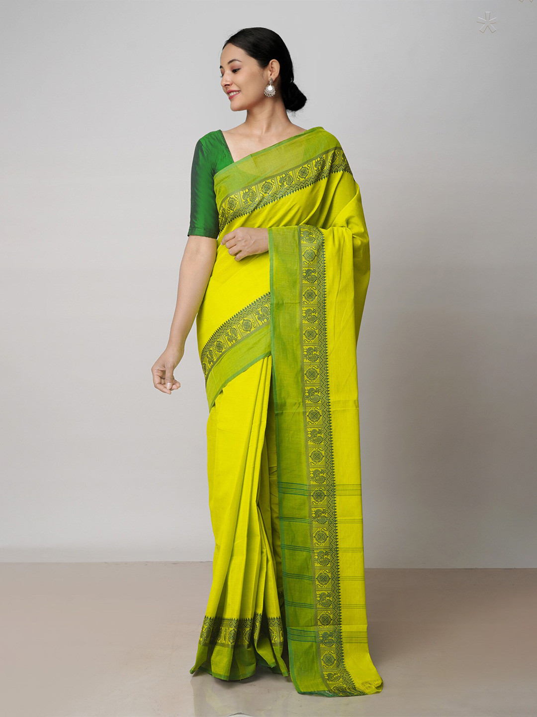 

Unnati Silks Woven Design Pure Cotton Handloom Saree, Green