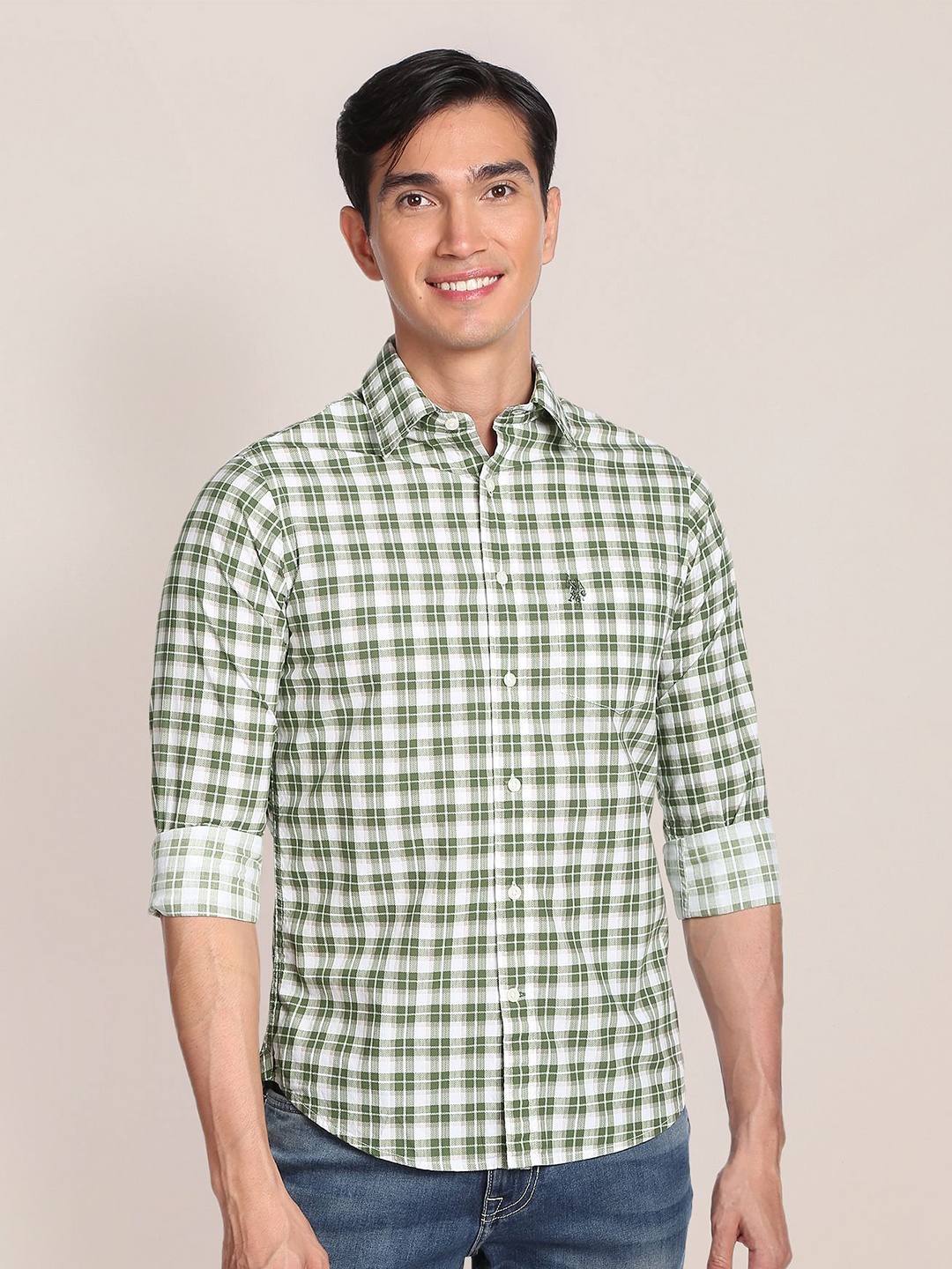 

U.S. Polo Assn. Pure Cotton Tartan Checked Casual Shirt, Green